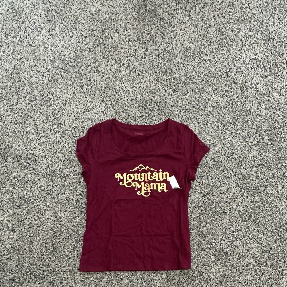 Custom Designed Mountain Mama Burgundy T-Shirt-New WithTags